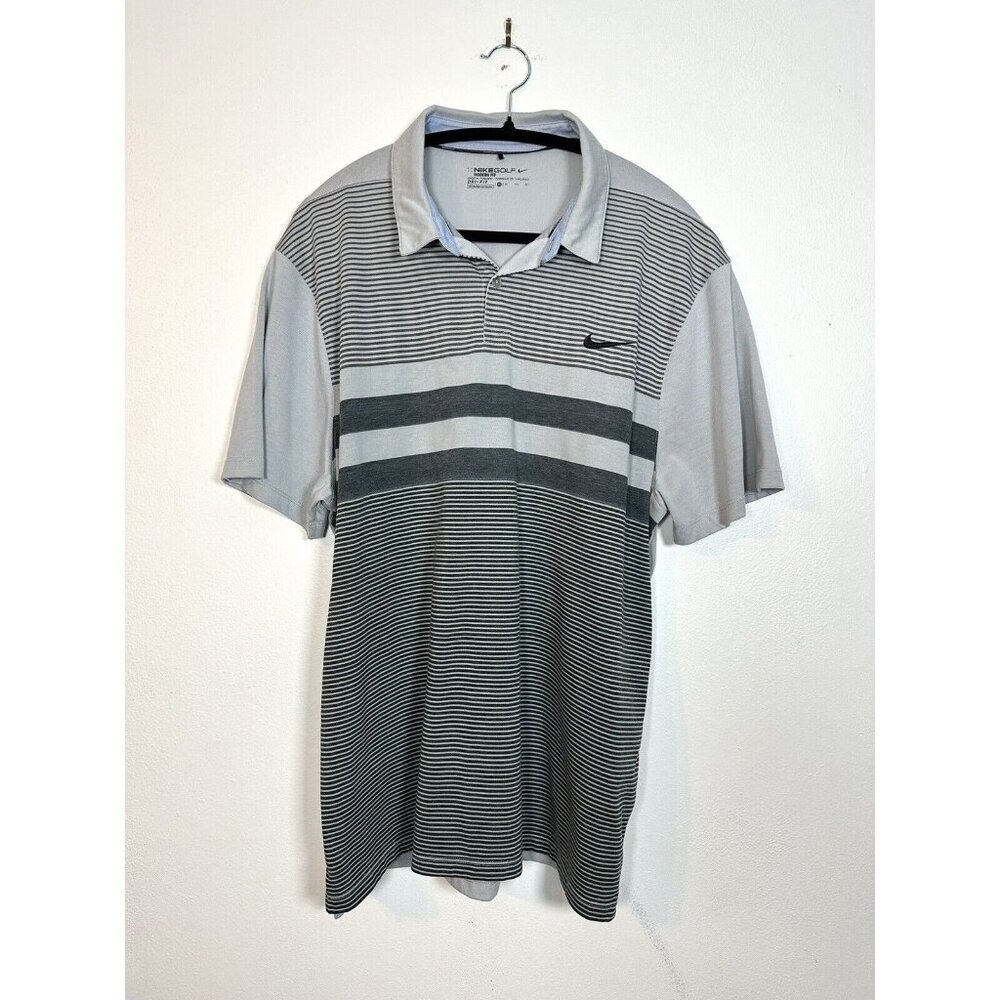 NIKE GOLF modern fit dri fit‎ stripe polo shirt gray XL Men’s Athletic